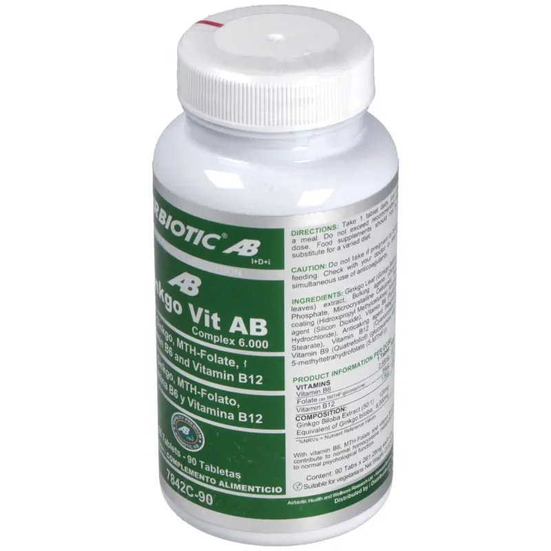 Airbiotic ginkgo-vit ab complex 6.000 90 tabletas | Farmacia Barata