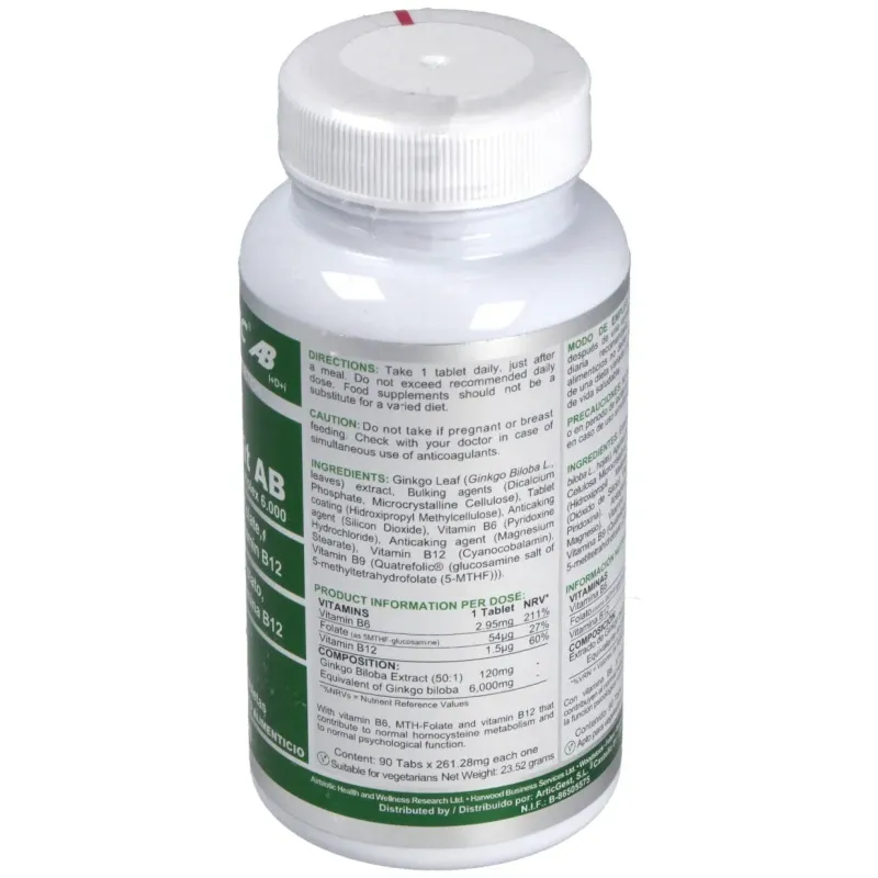 Airbiotic ginkgo-vit ab complex 6.000 90 tabletas | Farmacia Barata