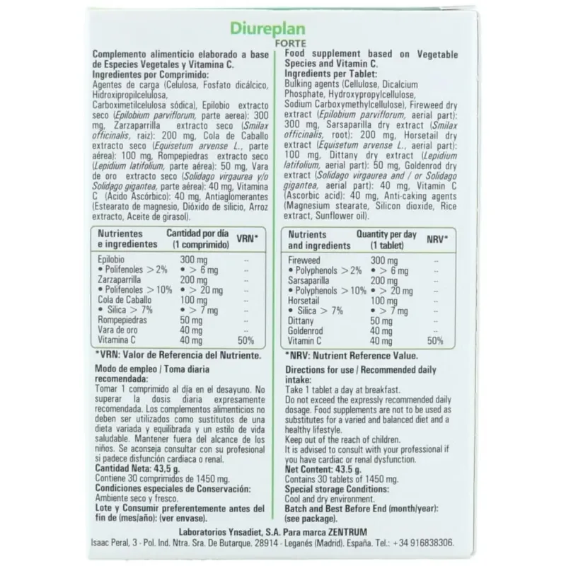 Zentrum diureplan forte 30comp | Farmacia Barata
