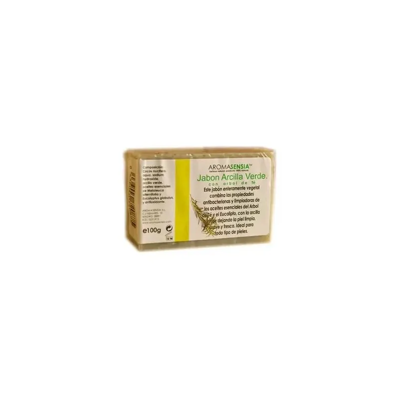 Aromasensia jabón arcilla verde con árbol de té 100 gr | Farmacia Barata