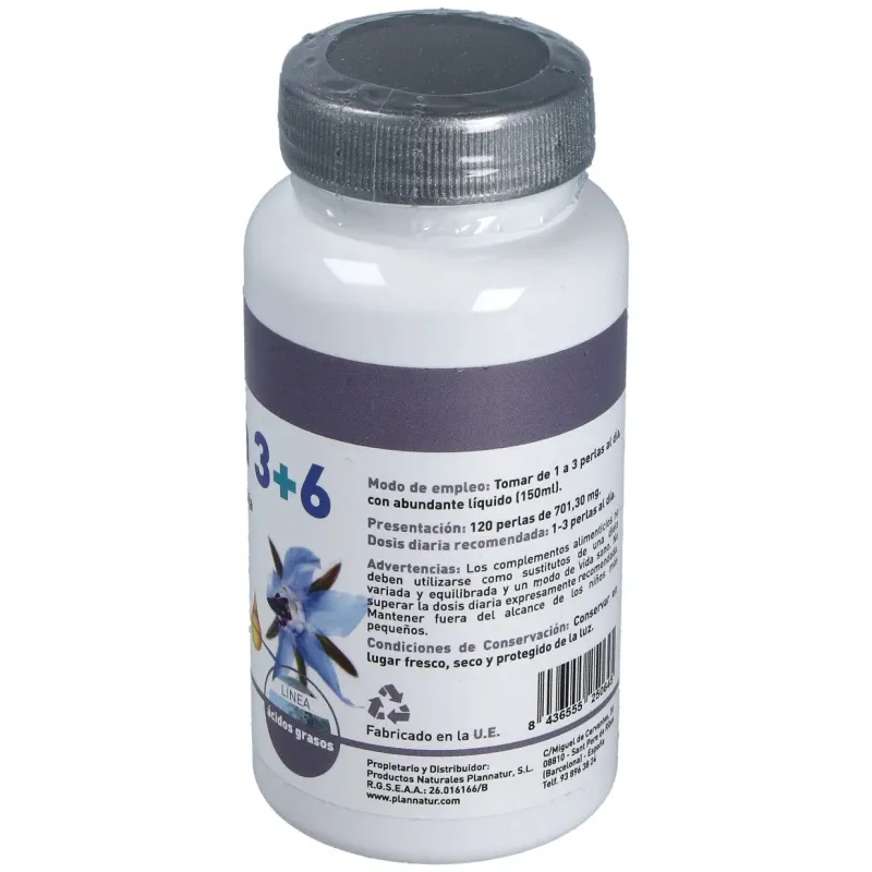 Omega 3+6 borraja + salmon 500mg. 120perlas | Farmacia Barata