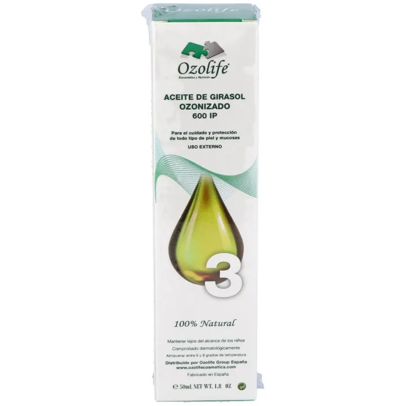 Aceite girasol ozonizado 600ip airless 50ml. | Farmacia Barata