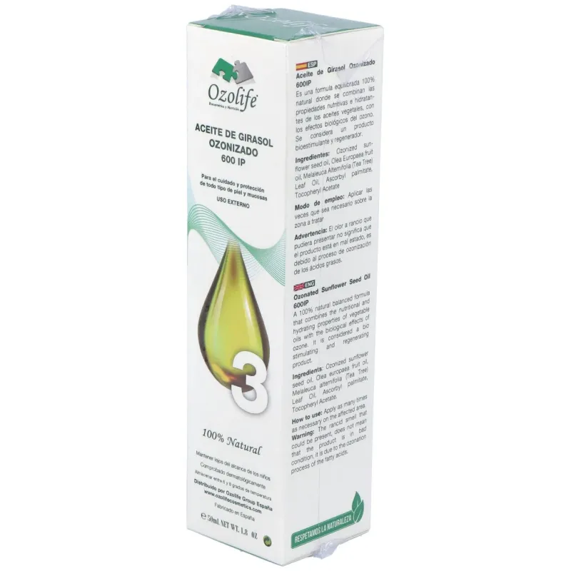 Aceite girasol ozonizado 600ip airless 50ml. | Farmacia Barata