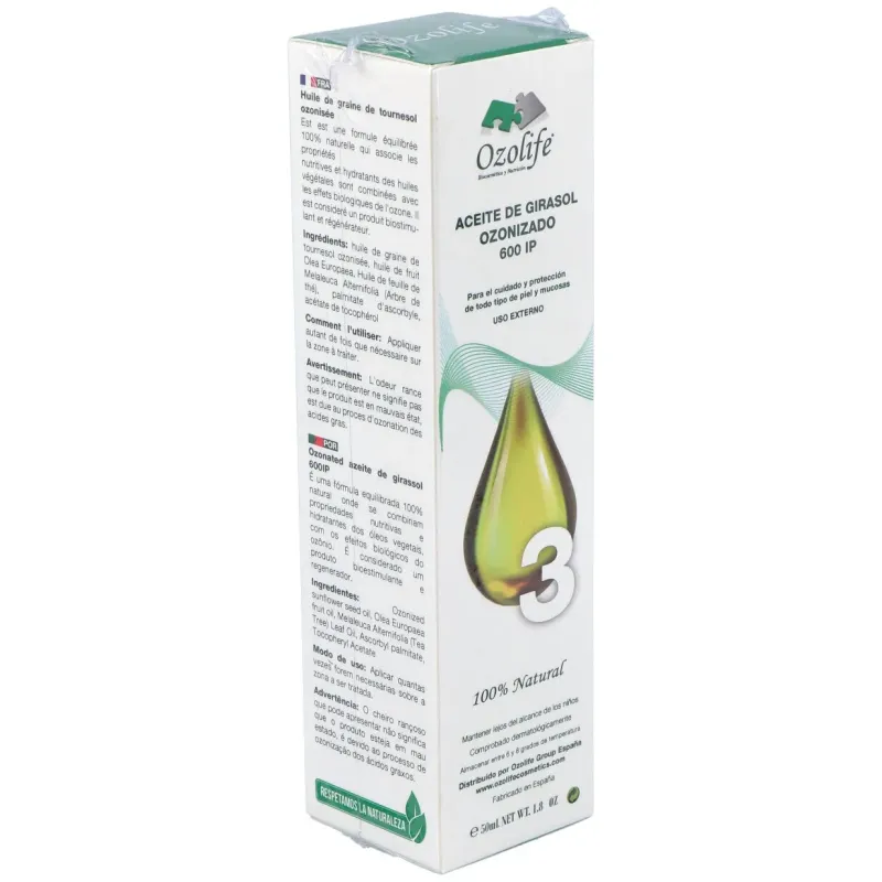 Aceite girasol ozonizado 600ip airless 50ml. | Farmacia Barata