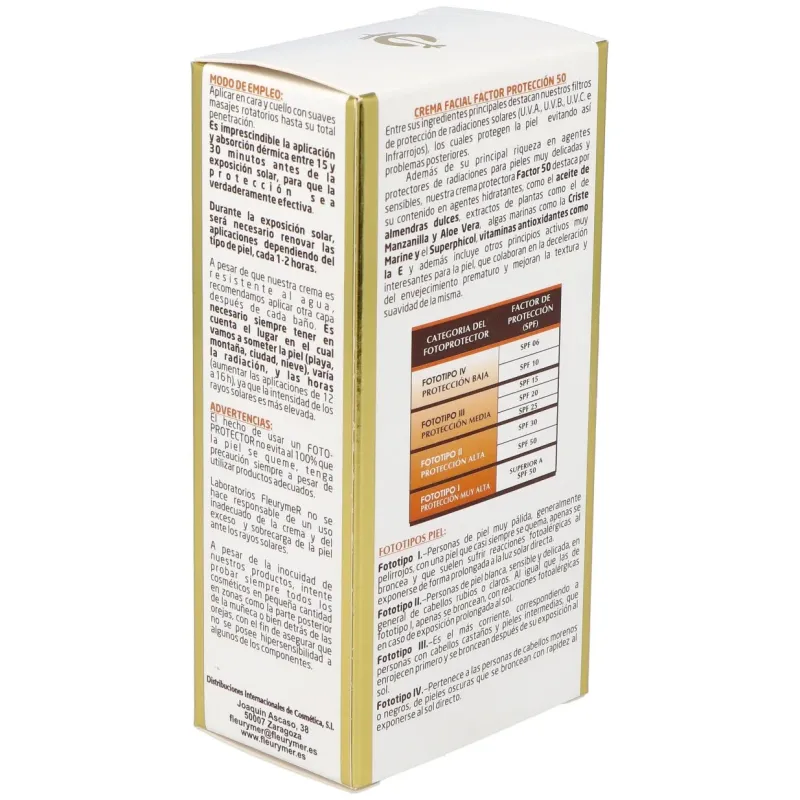 Fleurymer crema solar facial spf50 80ml | Farmacia Barata