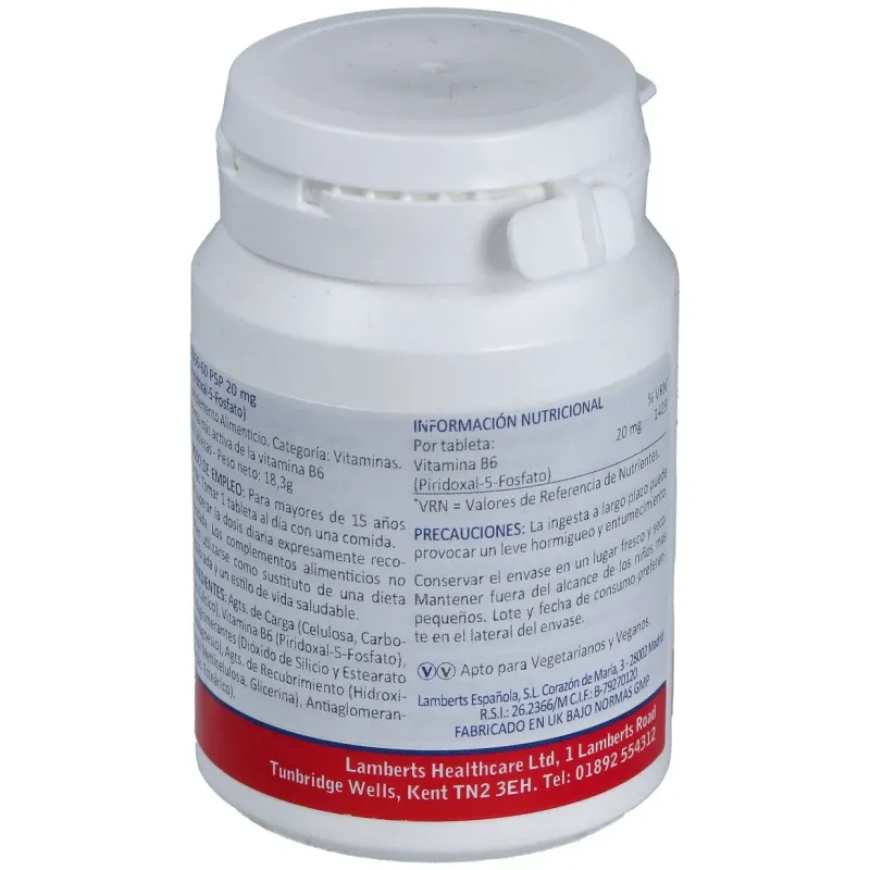 P5p 20mg. piridoxal-5-fosfato 60comp. | Farmacia Barata