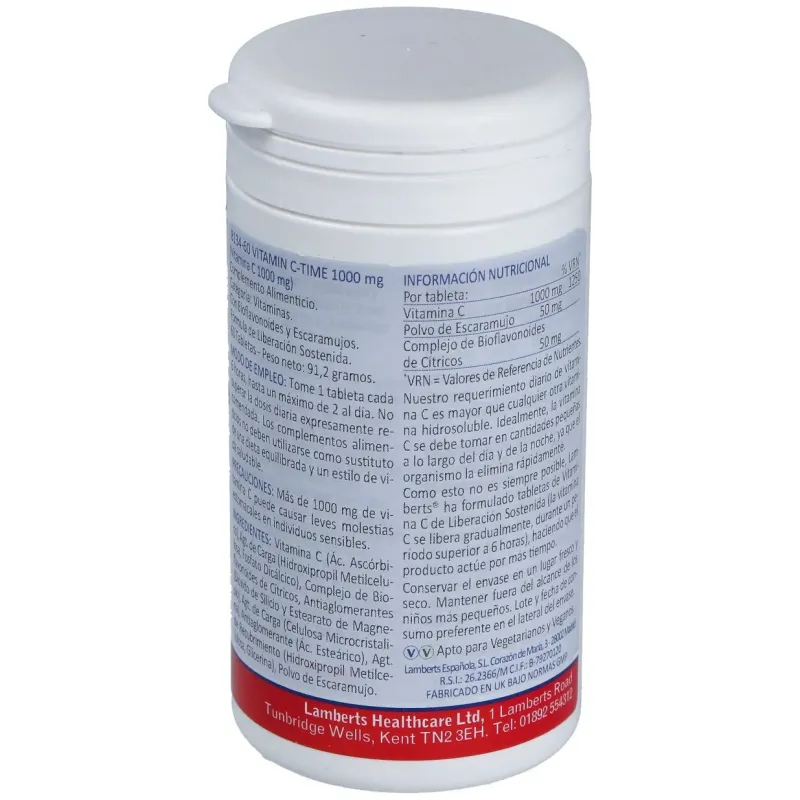 Vit.c 1000mg. time de liberacion sostenida 60 comp | Farmacia Barata