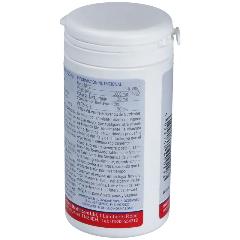 Vit.c 1000mg. time de liberacion sostenida 60 comp | Farmacia Barata