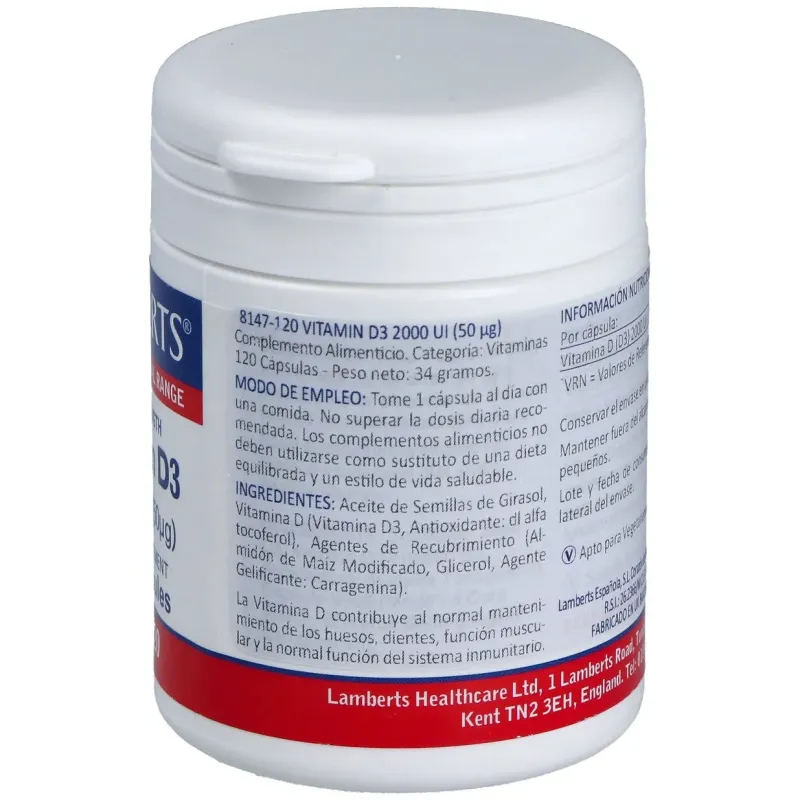 Lamberts vit d3 2.000 ui 120caps | Farmacia Barata