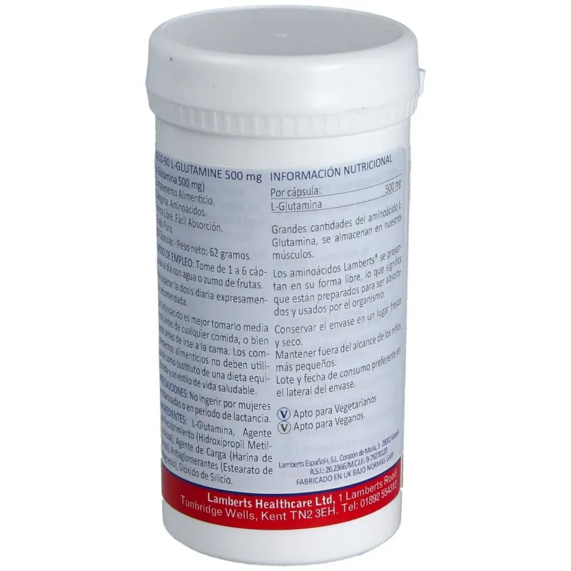 Lamberts l glutamina 500 mg90 cap | Farmacia Barata