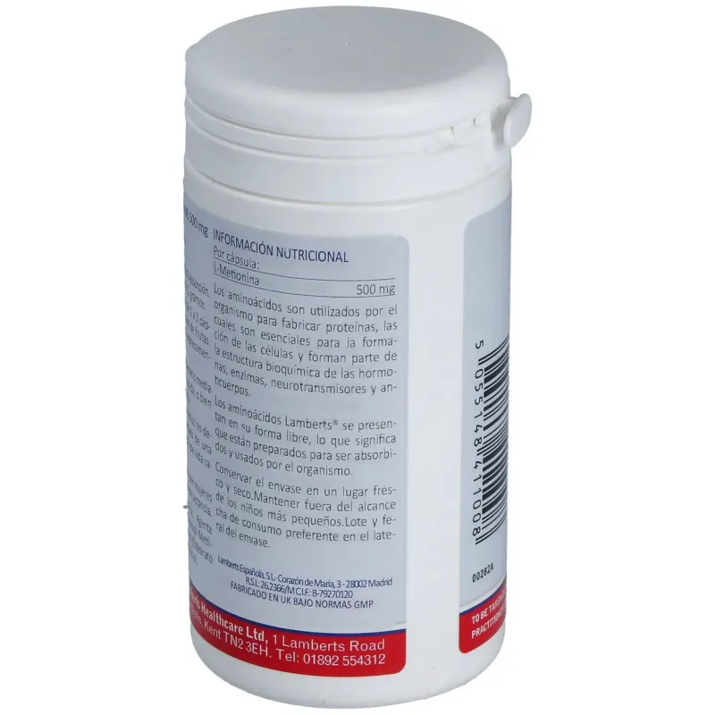Lamberts l-metionina 500mg 60 caps | Farmacia Barata