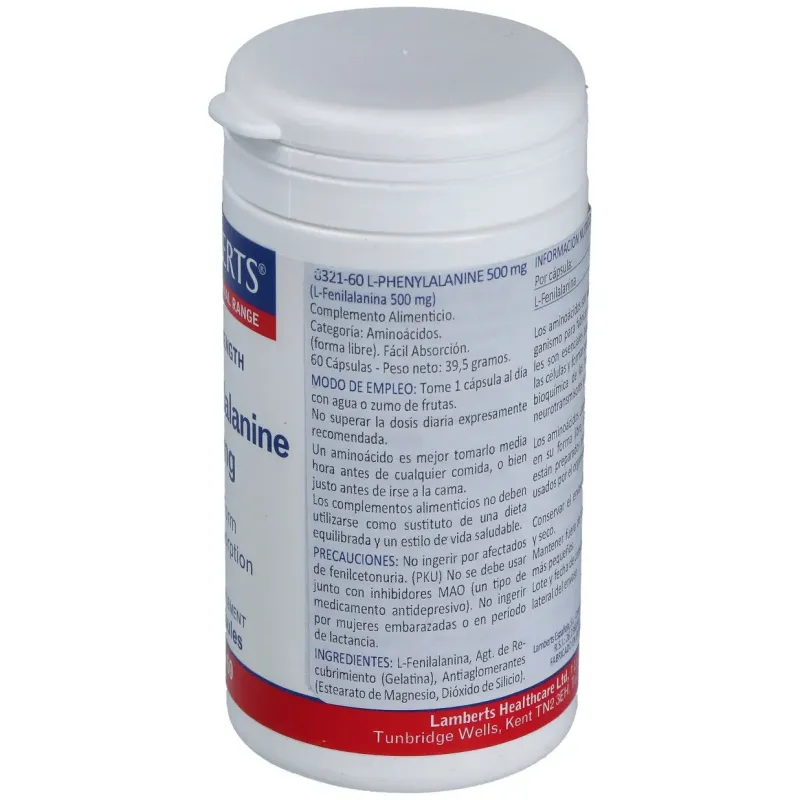 Lamberts l-fenilalanina 500 mg 60 cápsulas | Farmacia Barata