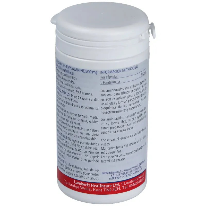 Lamberts l-fenilalanina 500 mg 60 cápsulas | Farmacia Barata