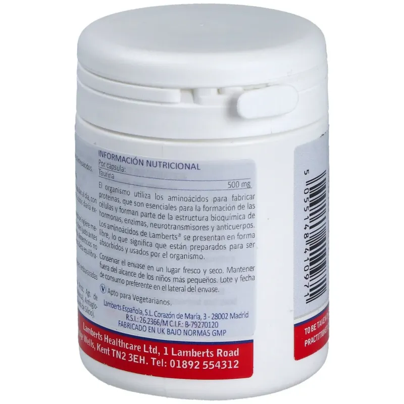 Taurina 500 mg. 60 cap. | Farmacia Barata