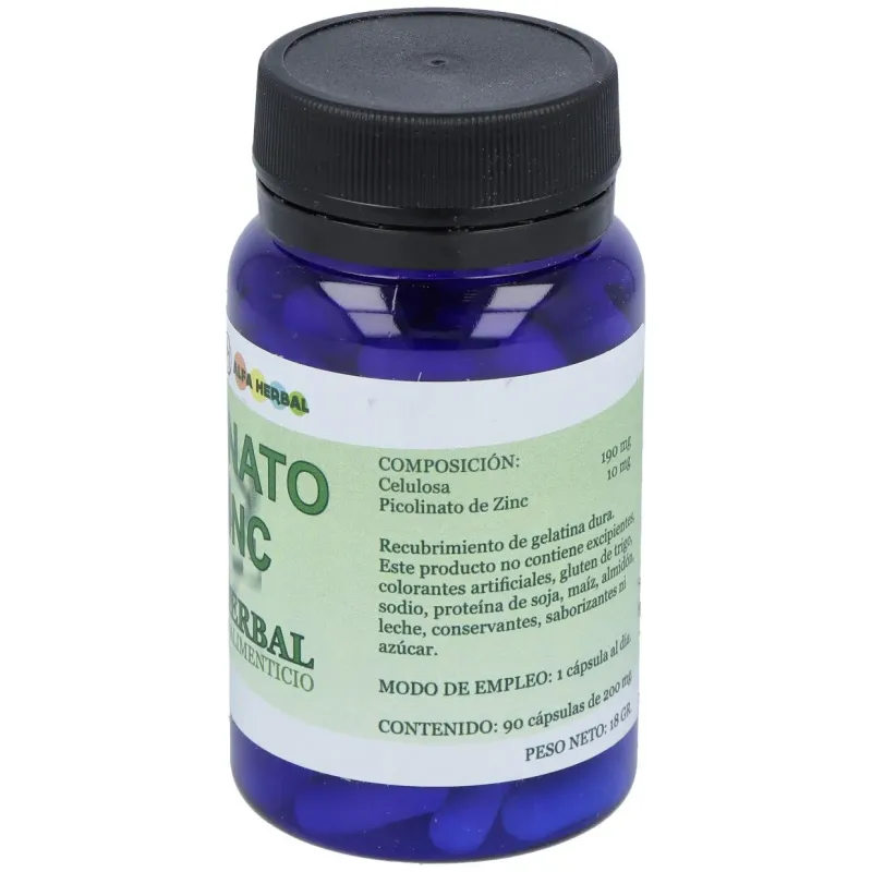 Alfa herbal picolinato de zinc 90caps | Farmacia Barata