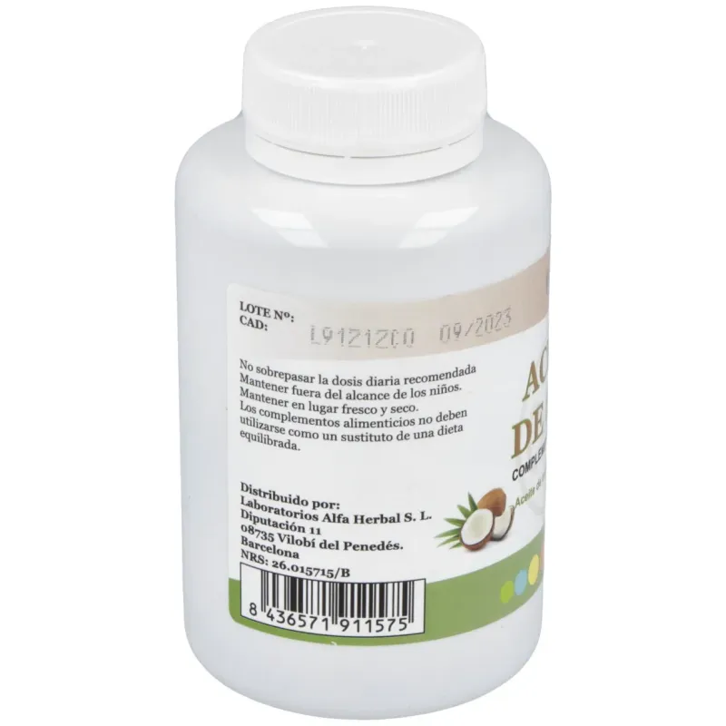 Alfa herbal aceite de coco 120caps | Farmacia Barata