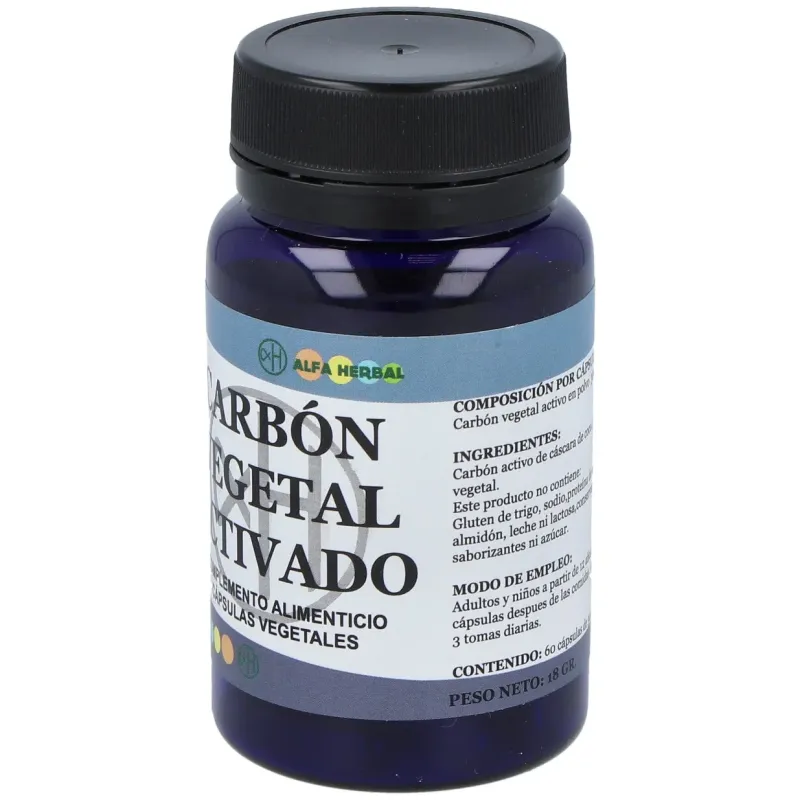 Alfa herbal carbon vegetal activado 60caps | Farmacia Barata