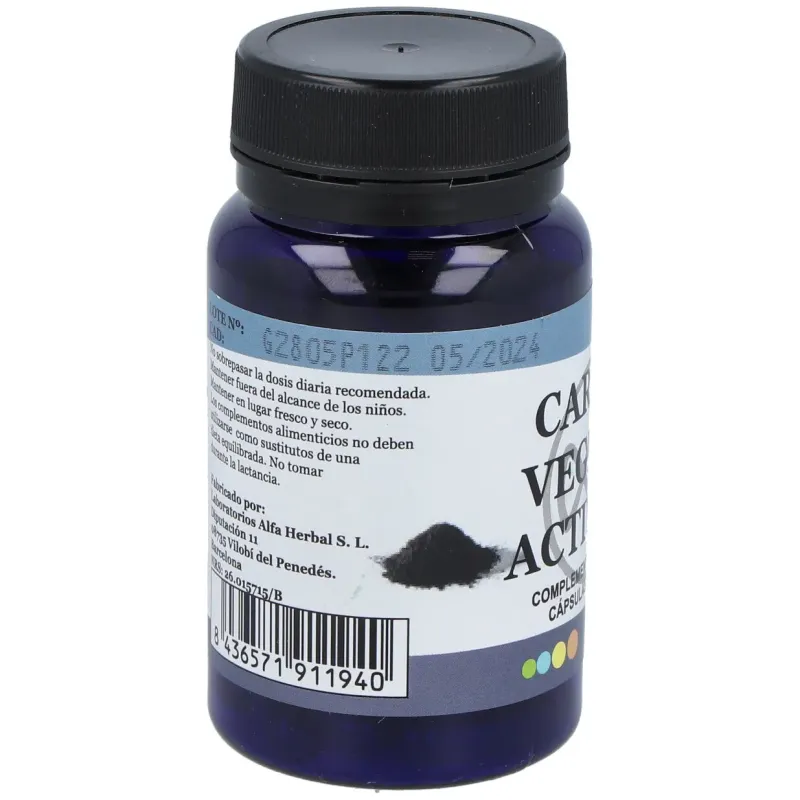 Alfa herbal carbon vegetal activado 60caps | Farmacia Barata