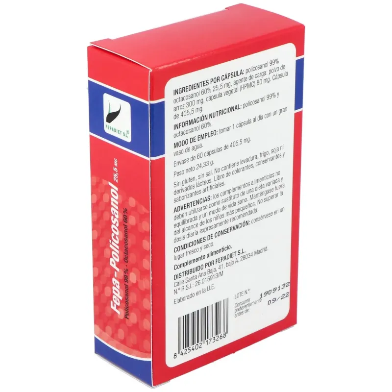 Fepadiet policosanol 99 60 60caps | Farmacia Barata