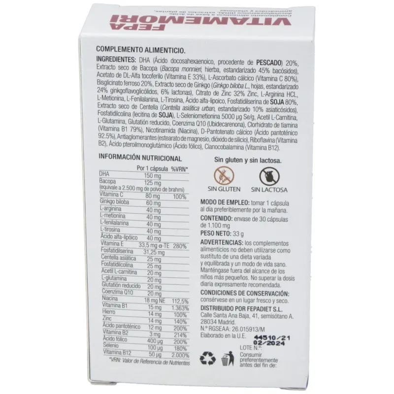 Fepadiet fepa vitamemori 30caps | Farmacia Barata