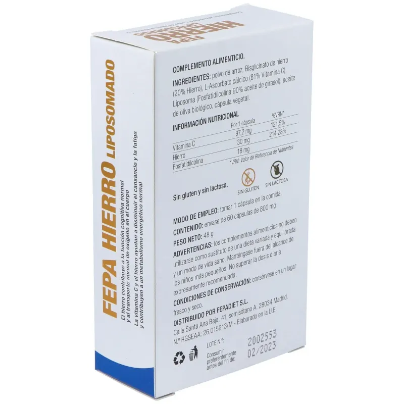 Fepadiet hierro liposomado 30mg 60caps | Farmacia Barata