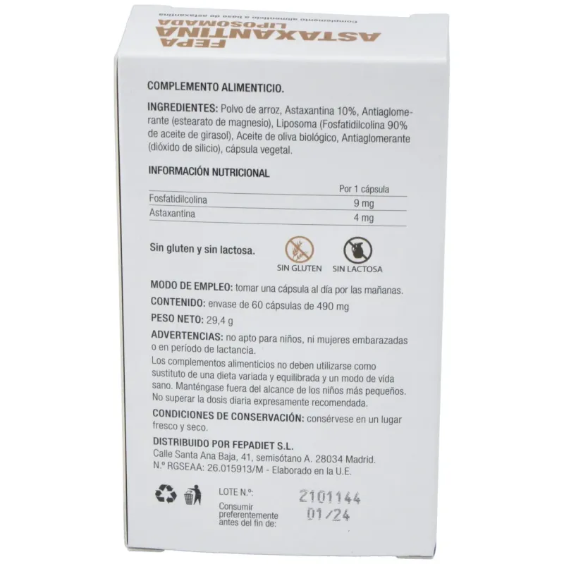 Fepadiet fepa-astaxantina liposomada 60caps | Farmacia Barata