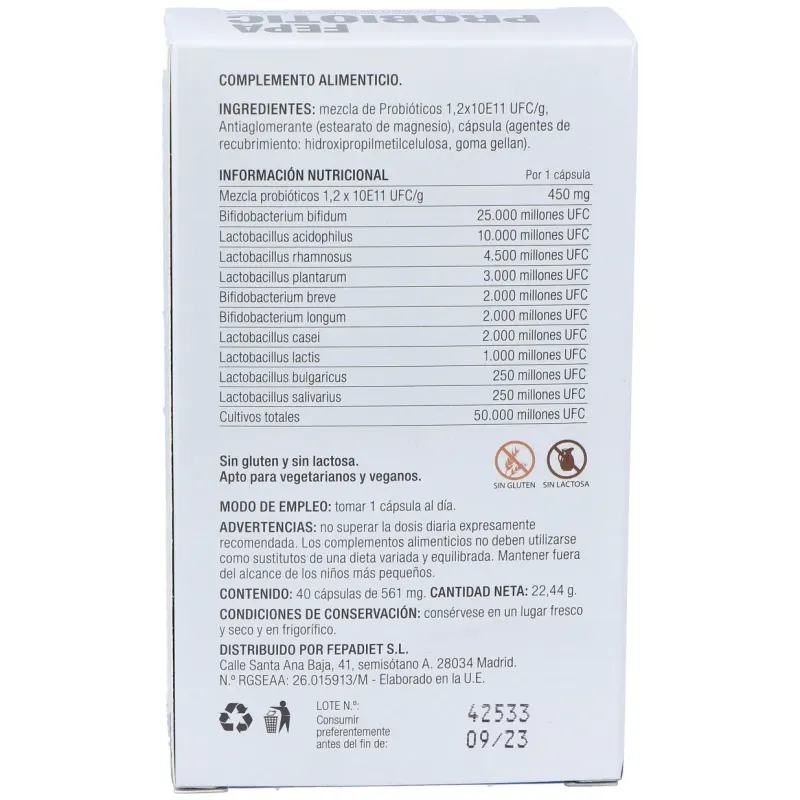 Fepadiet fepa-probiotic 40caps | Farmacia Barata