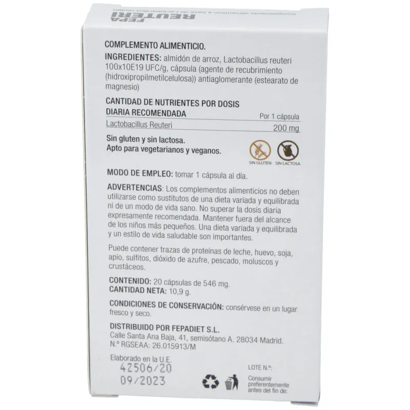 Fepadiet reuteri 20caps | Farmacia Barata
