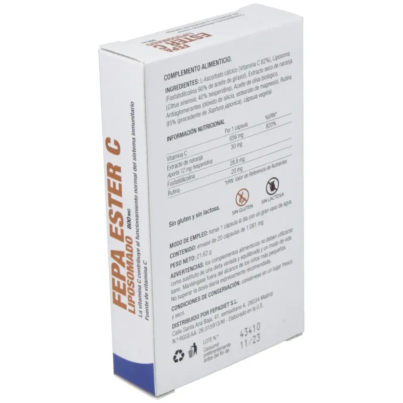 Fepadiet fepa-ester c liposomado 800mg 20caps | Farmacia Barata Fepadiet fepa-ester c liposomado 800mg 20caps | Farmacia Barata