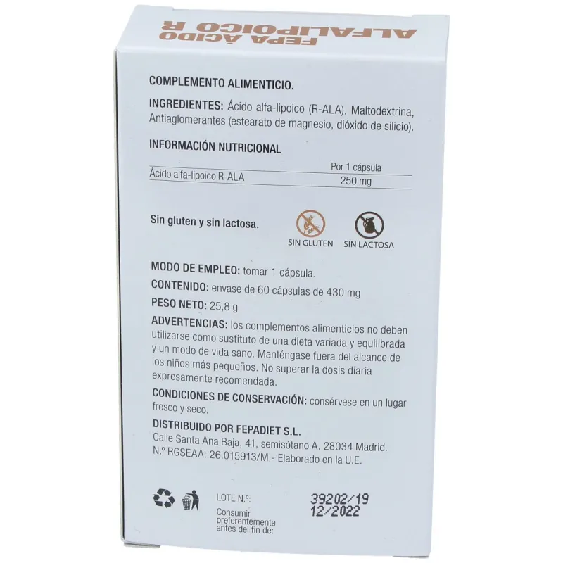 Fepadiet acido alfa-lipoico r ala 60caps | Farmacia Barata