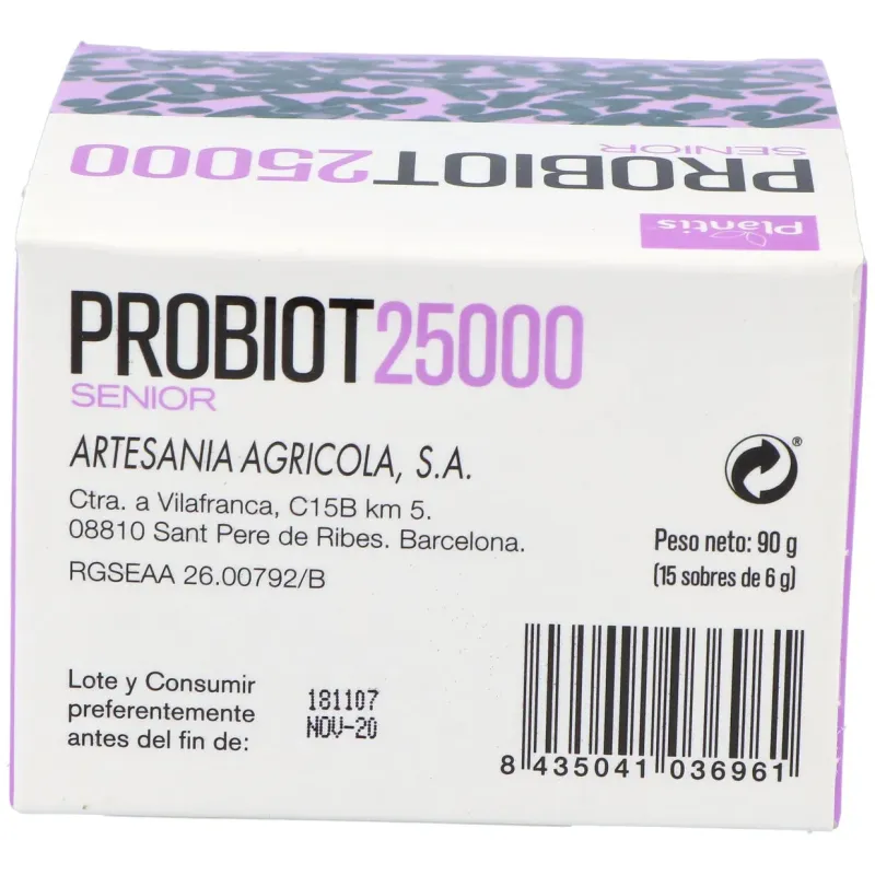 Plantis probiot 25000 senior 15x5g | Farmacia Barata