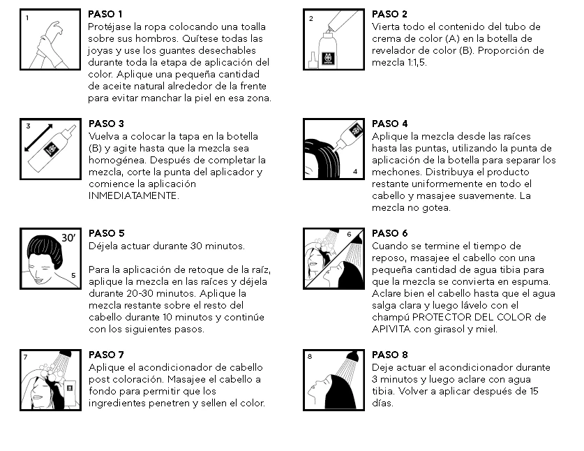 Tinte Apivita 5.35. Cómo aplicar