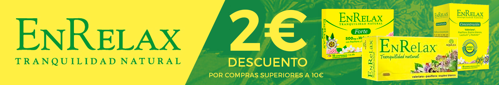 Descuento de 2€ en compras superiores a 10€ en productos EnRelax